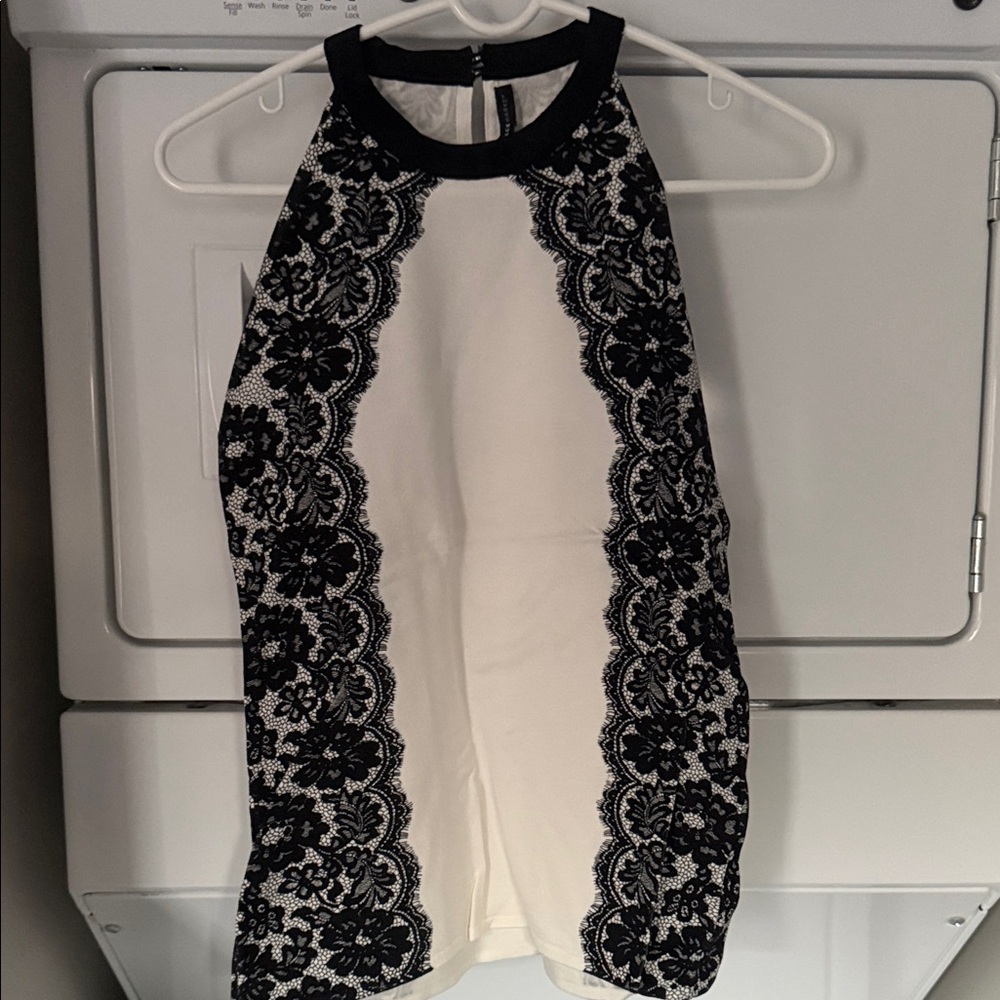 White House Black Market Black and White Halter Dress